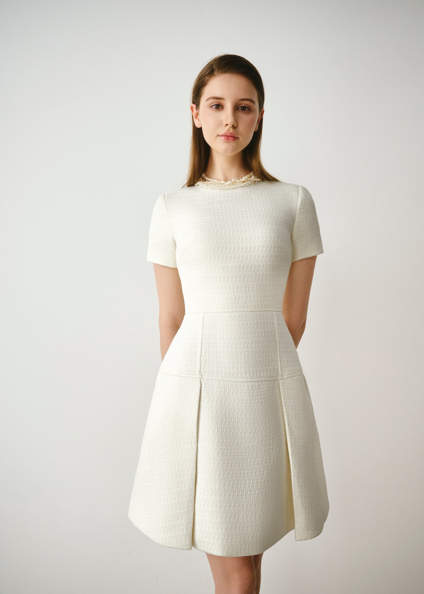 Tweed Pleated Mini Dress